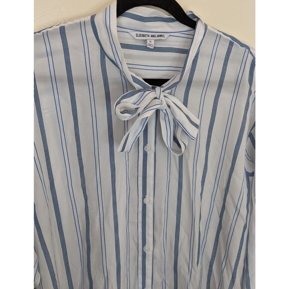 Elizabeth And James Women's Button Front Hi-Lo Striped Semi-Sheer Preppy Boho XL - Picture 5 of 8